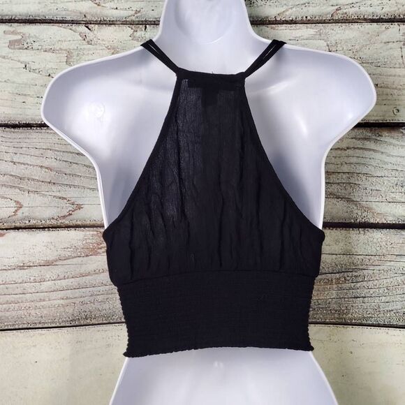 Forever 21 Women’s Black Embroidered Floral Crop Top Medium Boho Festival - Picture 5 of 8